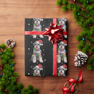 Papel De Presente Cães Schnauzer Árvore Natal Pet Animal Cão 