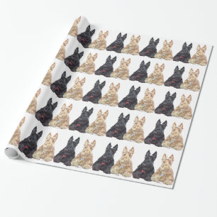 Papel De Presente Cães Scottie Trigo e Preto