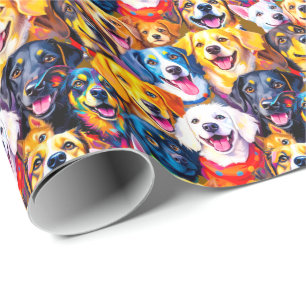 Papel De Presente Cães vibrantes Impressão