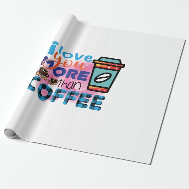 Papel De Presente Café Arte Eu Te Amo Mais Que Café (Desenrolado)