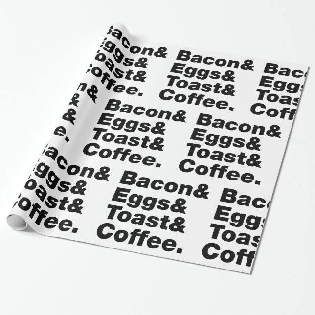Papel De Presente Café da manhã (Bacon & Ovos & Toast & Coffee.) (Desenrolado)