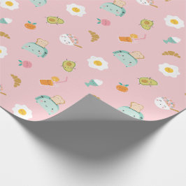 Papel De Presente Café da Manhã Bonito a rosa