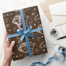 Papel De Presente Café e Amor de Croissant