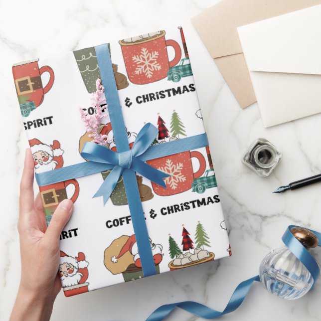 Papel De Presente Café E Espírito De Natal (Presentear)