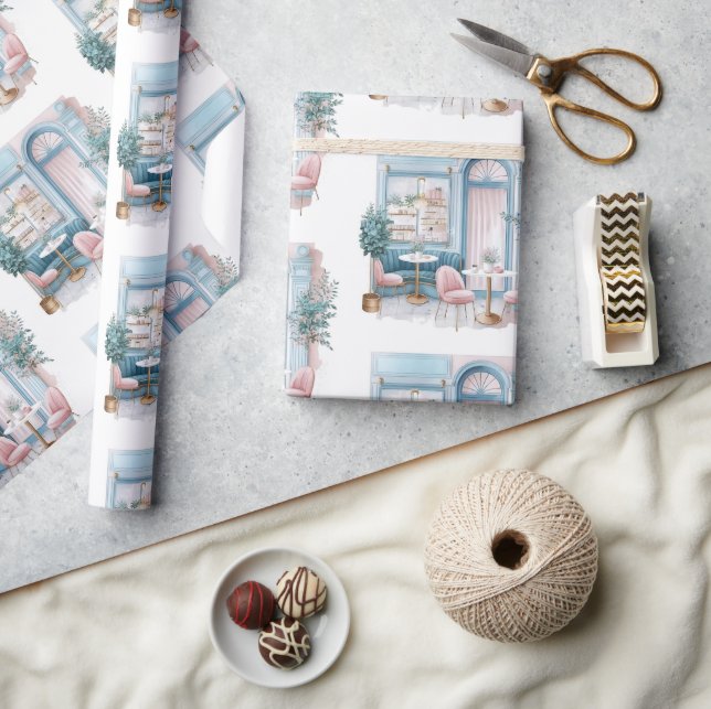 Papel De Presente Café francês estético, Vintage, (Artesanato)