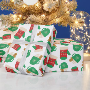 Papel De Presente Café Natal Latão e Gingerpão Festivo Luva