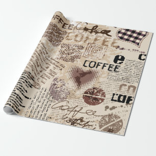 Papel De Presente Café. padrão de café abstrato no fundo castanho