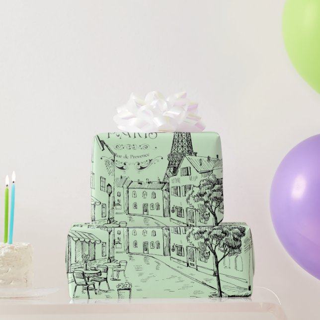 Papel De Presente Cafe Paris Wrapping Paper (Presentes para festas)