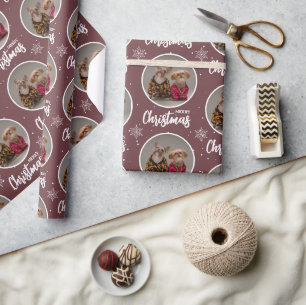 Papel De Presente Café Personalizado Feliz Natal Um Círculo Foto