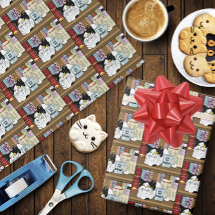 Papel De Presente Café Tuxedo Cat Engraçado