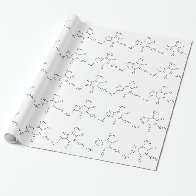 Papel De Presente Caffeine Molecule para Amantes de Café (Desenrolado)