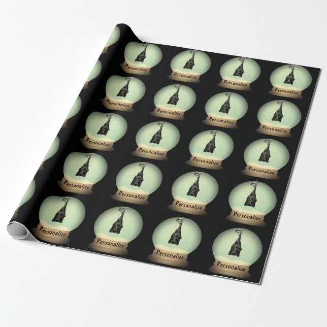 Papel De Presente Caimento globe negro da vintagem de morcegos (Desenrolado)