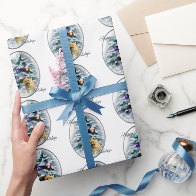 Papel De Presente Cairn Terrier Christmas (Presentear)