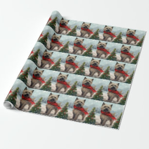 Papel De Presente Cairn Terrier Dog no Natal da Neve