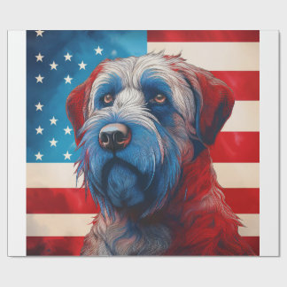 Papel De Presente Cairn Terrier Patriótico Bandeira Americana