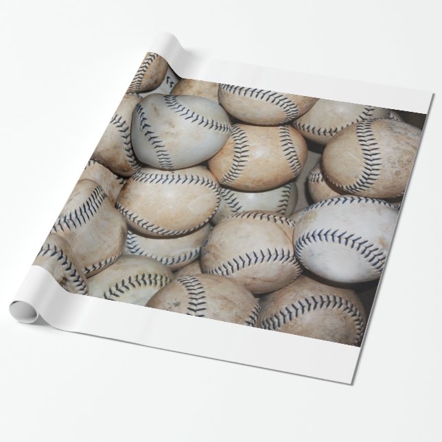 Papel De Presente Caixa de Baseballs (Desenrolado)
