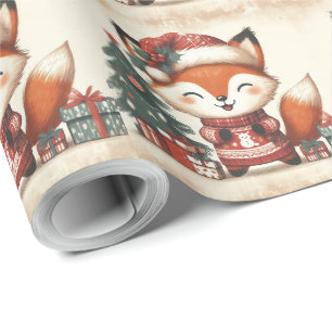 Papel De Presente Caixa de presente da raposa do Papai Noel Natal fo