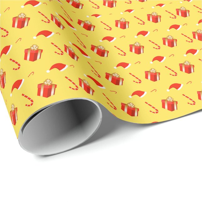 Papel De Presente Caixa de presentes de Natal Cana de chocolate (Ponta do rolo)