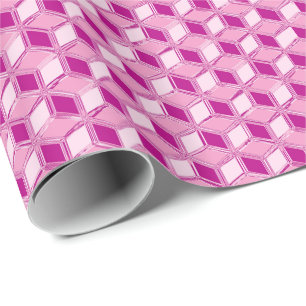 Papel De Presente Caixas 3d cromo - cor-de-rosa fuchsia