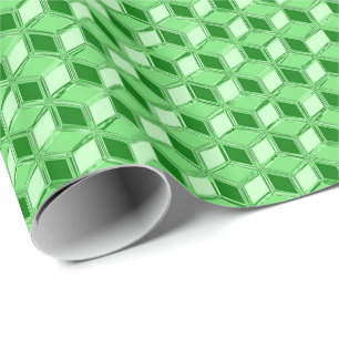 Papel De Presente Caixas 3d cromo - esmeraldo verde