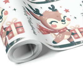Papel De Presente Caixas de presente de renas do Papai Noel fofas de