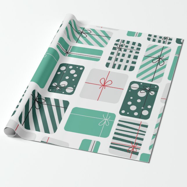 Papel De Presente Caixas de presentes verdes e brancas sem aparência (Desenrolado)