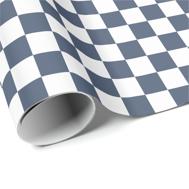Papel De Presente Calça Jeans Azul/Xadrez Branco (Ponta do rolo)
