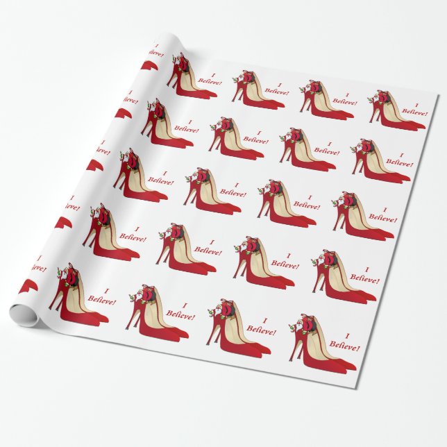 Papel De Presente Calçados Red High Heel / Papais noeis Elf / Eu Acr (Desenrolado)