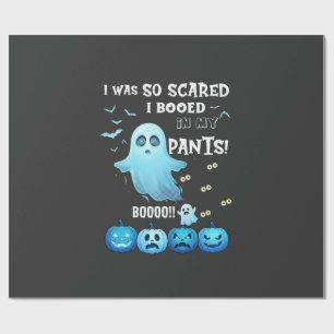 Papel De Presente Calças Vaiadas Fantasma de Halloween Abóboras Azui