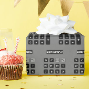 Papel De Presente Calculadora Cinza Aniversário