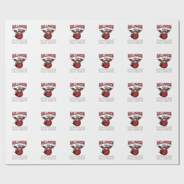 Papel De Presente Caldeirão Alado de Morcego de Halloween Bruxa Voad (Aberto)