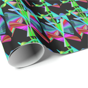 Papel De Presente Caleidoscópio Art Vermelho Verde Roxo Azul Preto