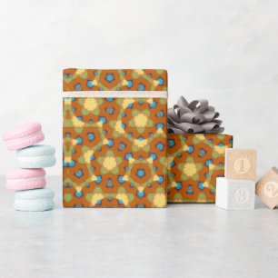 Papel De Presente Caleidoscópio geométrico Amarelo e Laranja