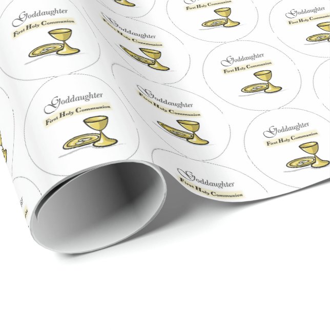 Papel De Presente Cálice da Primeira Comunhão da Afilhada Personaliz (Ponta do rolo)