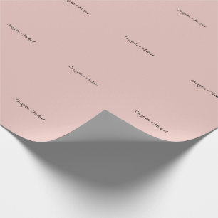 Papel De Presente Caligrafia de Casamento Rosa Dourado Elegante Nome