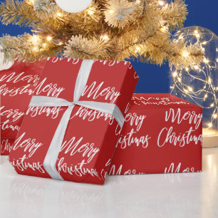 Papel De Presente Caligrafia de Natal Red Merry