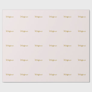 Papel De Presente Caligrafia Elegante Cor Dourada e Pastel Nome Simp