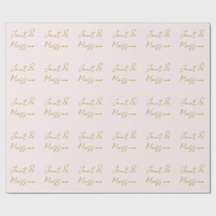 Papel De Presente Caligrafia Elegante Cor Dourada e Pastel Nome Simp