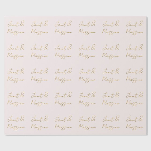 Papel De Presente Caligrafia Elegante Cor Dourada e Pastel Nome Simp (Aberto)