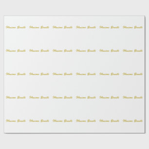 Papel De Presente Caligrafia Elegante Dourado Branco Simples Nome