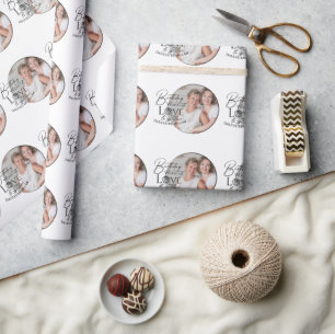 Papel De Presente Caligrafia Mínima Foto Aniversário Nora