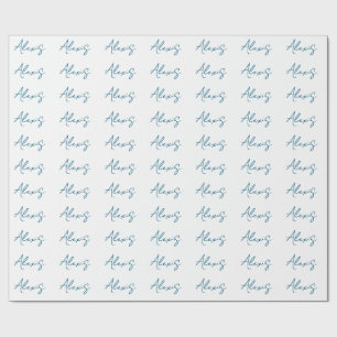 Papel De Presente Caligrafia Nome Script Simples Branco Azul