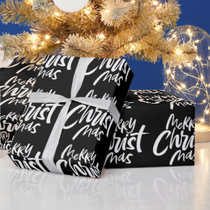 Papel De Presente Caligrafia religiosa cristã do Feliz Natal