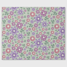 Papel De Presente calmo padrão floral pastel verde sálvia
