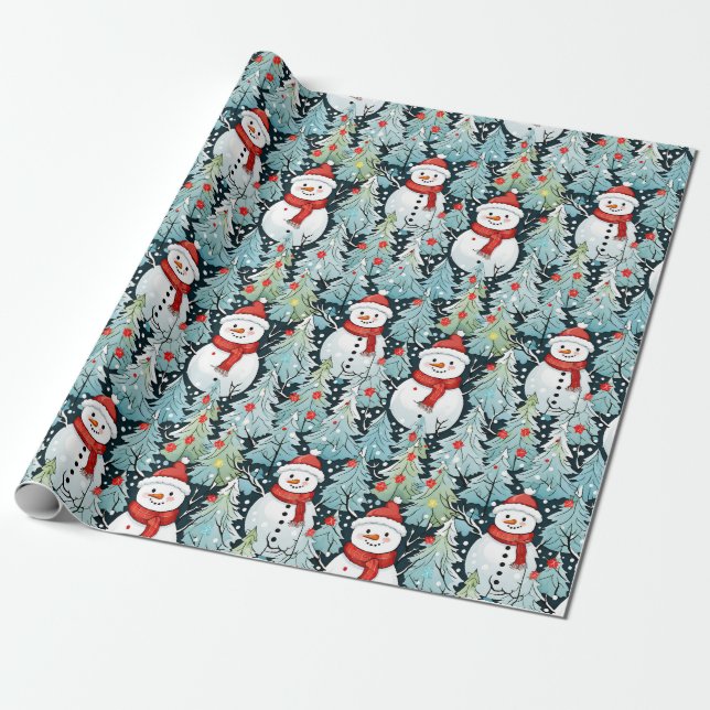 Papel De Presente Calor e Cozy Snowman no Natal (Desenrolado)