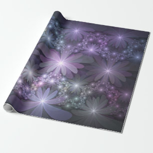 Papel De Presente Cama de Flores Arte Fractal Abstrato Moderno e Bri