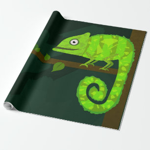 Papel De Presente Camaleão verde fofo