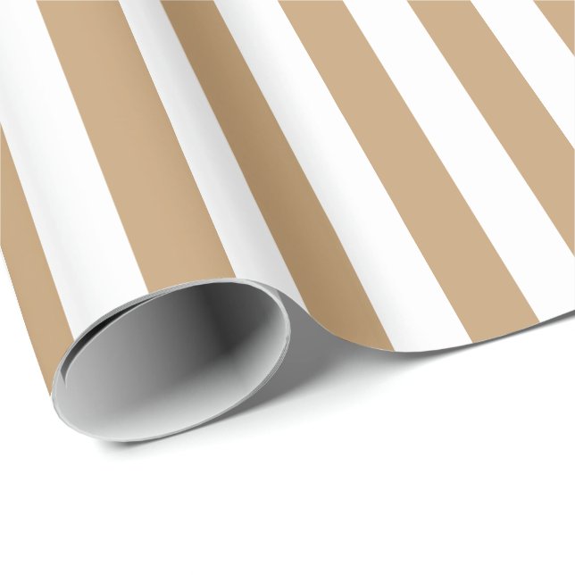 Papel De Presente Camel Brown/White Stripe (Ponta do rolo)