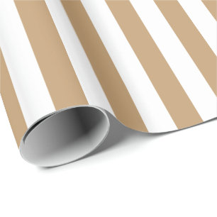 Papel De Presente Camelo Marrom e Branco Listrado