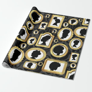 Papel De Presente cameo de damasco de beleza africana vintage damask